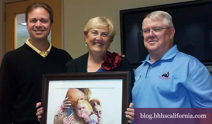 The San Diego chapter of The Charitable Foundation, a nonprofit run by Berkshire Hathaway HomeServices California Properties real estate agents, recently presented a $7,500 donation to Warrior Foundation Freedom Station, a San Diego nonprofit that assists injured and disabled military heroes who request temporary lodging while transitioning to civilian life. At the presentation ceremony were, from left, chapter board member Mark Stuart, Freedom Station board president Sandy Lehmkuhler, and Freedom Station board member Guy Riddle.