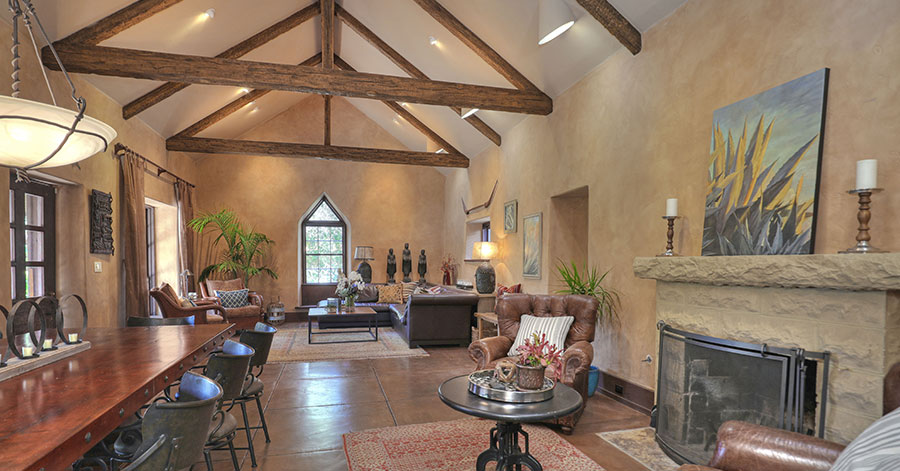 Dining room and living room inside Arrellanes-Kirk Adobe