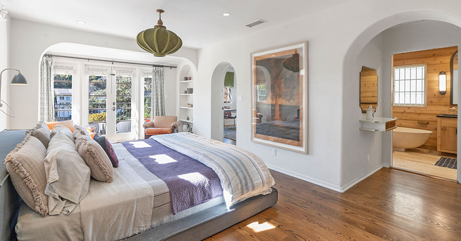 Shot of master bedroom in Misha Collins home