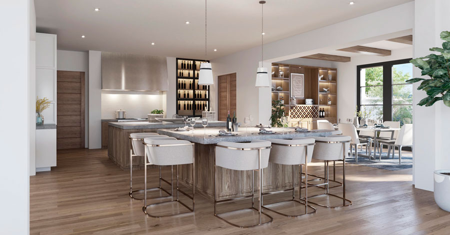 Luxury kitchen with white and light wood accents