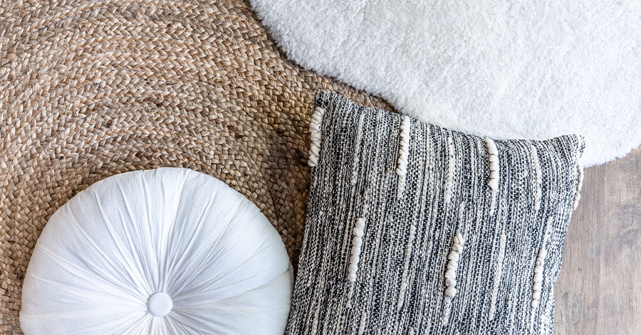 Textured pillows and rugs 