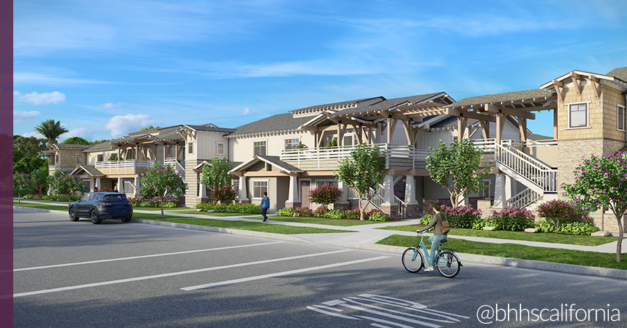 Rendering of Magnolia Court homes in Oxnard from street view 