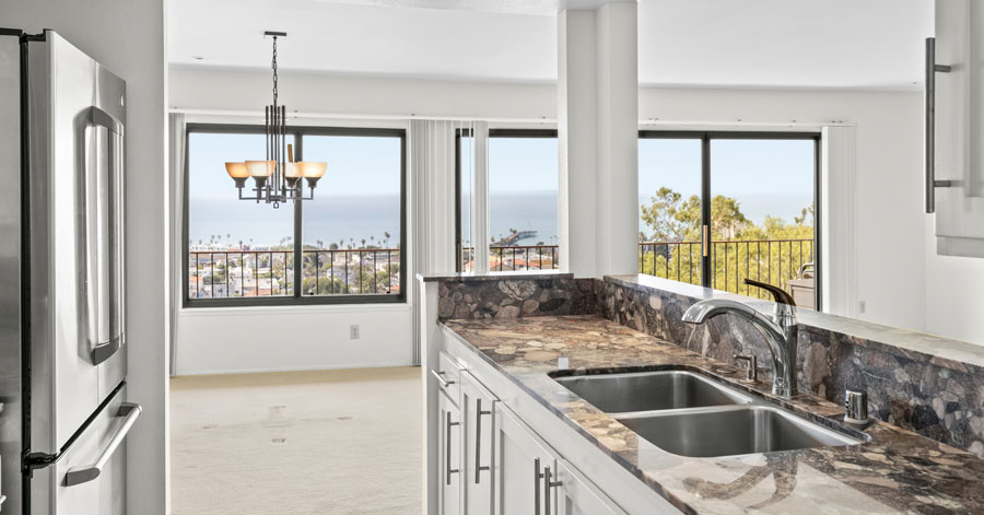 kitchen with a view of the ocean and pier in ventura 