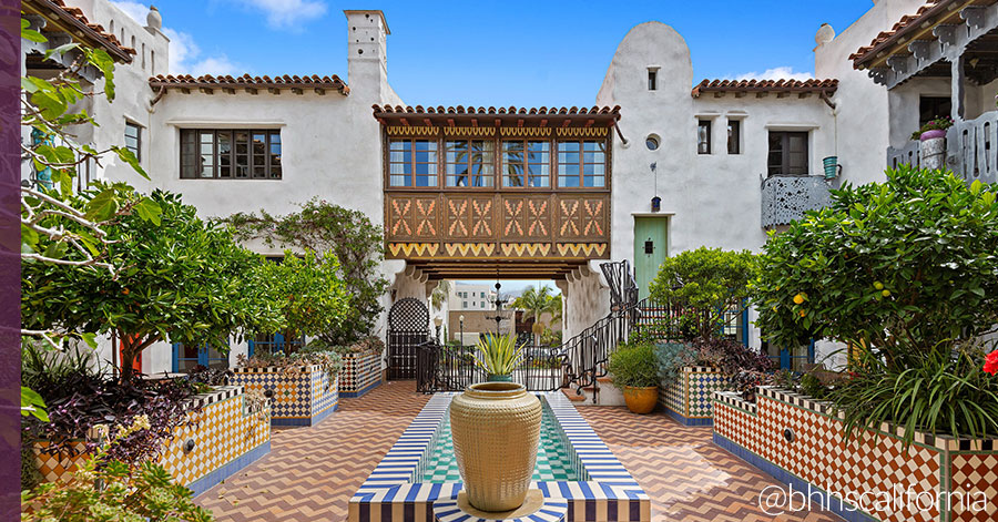 Courtyard of iconic el andaluz by architect jeff shelton