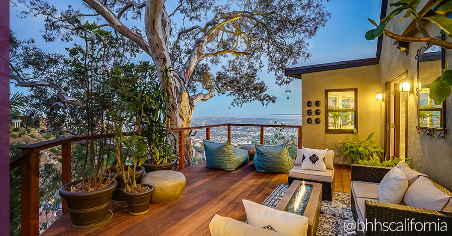 deck area with city view at former Home of The Doors’ John Densmore 