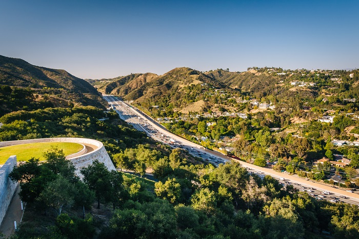 aerial view of the Getty Museum in the city of Brentwood