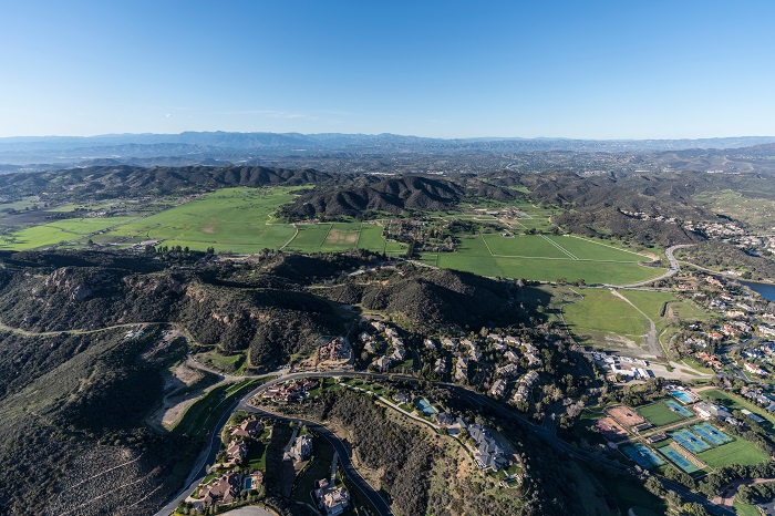 Aerial view of the Santa Monica Mountains near Calabasas, California