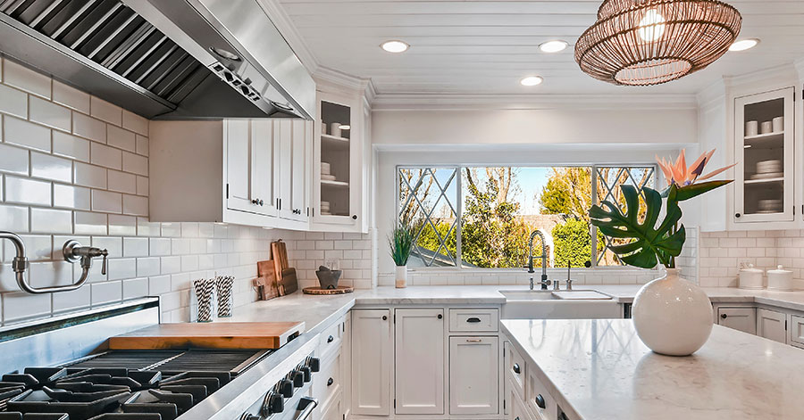 Kitchen with stainless steel appliances