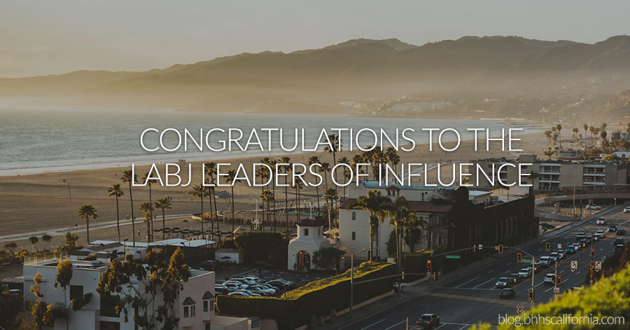 Aerial view of Santa Monica with text overlay: Congratulations to the LABJ Leaders of Influence 