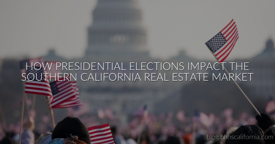 crowd of people waiving american flags with text overlay. 